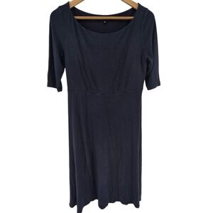Curator SF Navy Blue Knit Midi Dress Medium Scoop‎ Neck 3/4 Sleeve